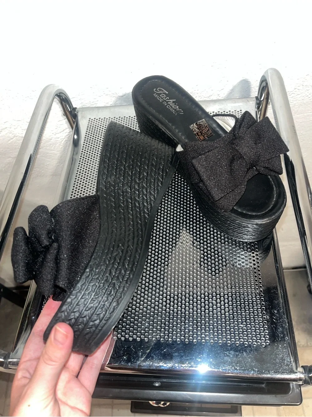 Fashion Black Wedges with Bows